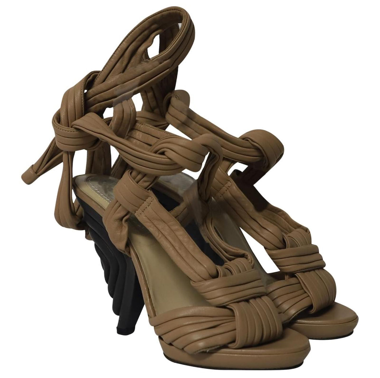 Loewe Tan Knotted Leather Heels