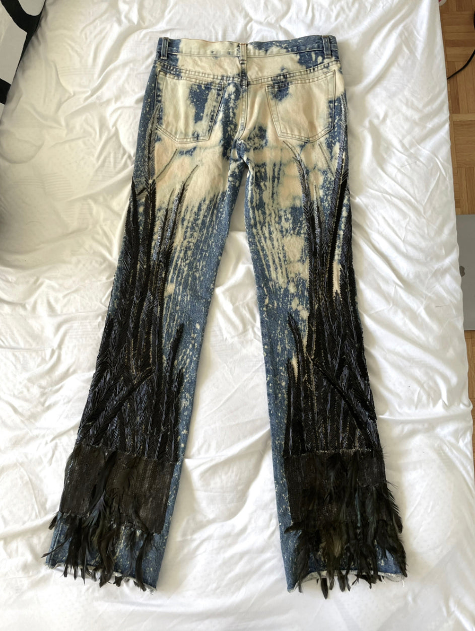 Roberto Cavalli Denim Feather Jeans image 1