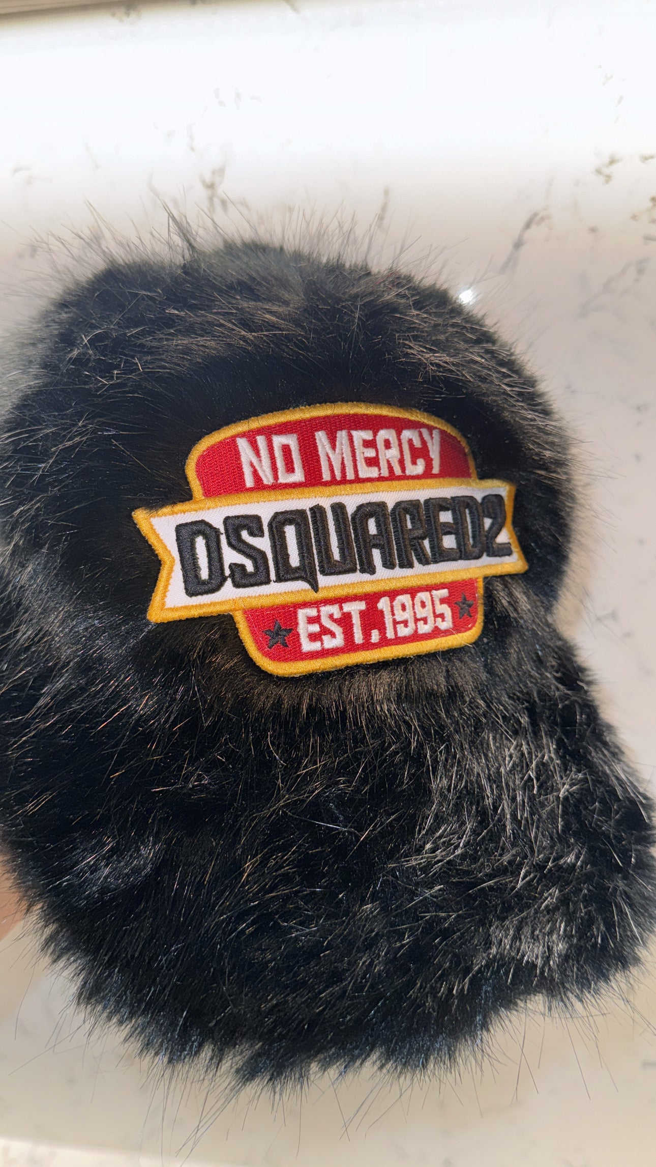 Dsquared2 Faux Fur “No Mercy” Flat Top Hat image 4