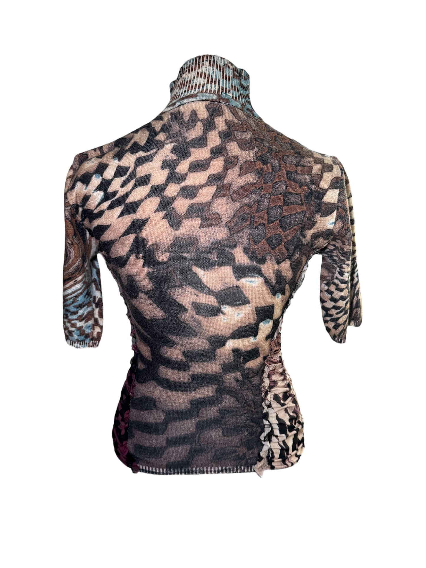 Roberto Cavalli Printed Stretch Mesh Top