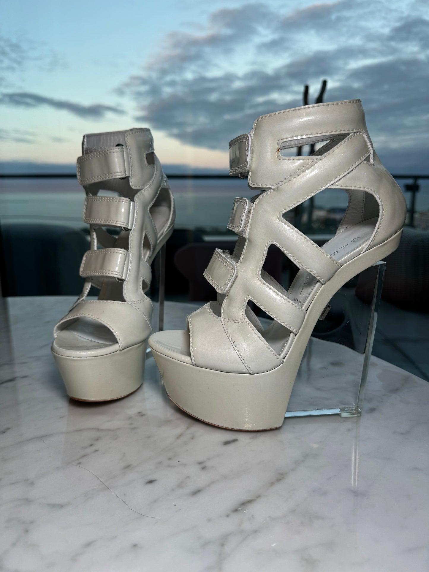 Casadei White Platform Heels