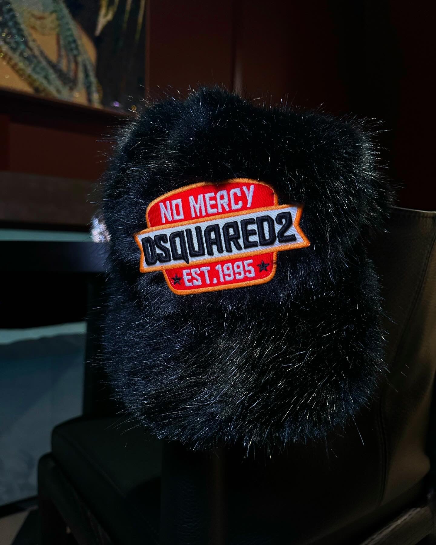 Dsquared2 Faux Fur “No Mercy” Flat Top Hat image 1