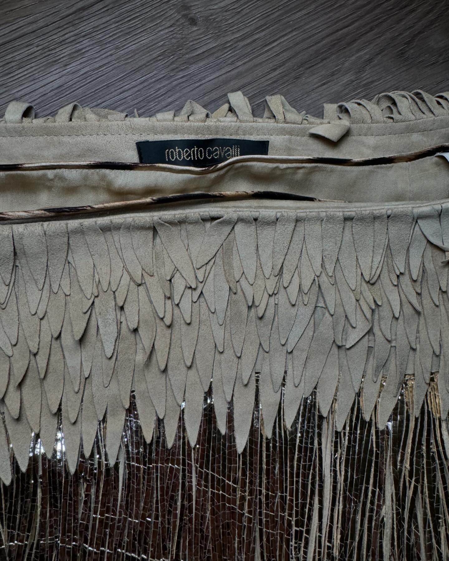Roberto Cavalli Fringe Metallic Leather Skirt image 2