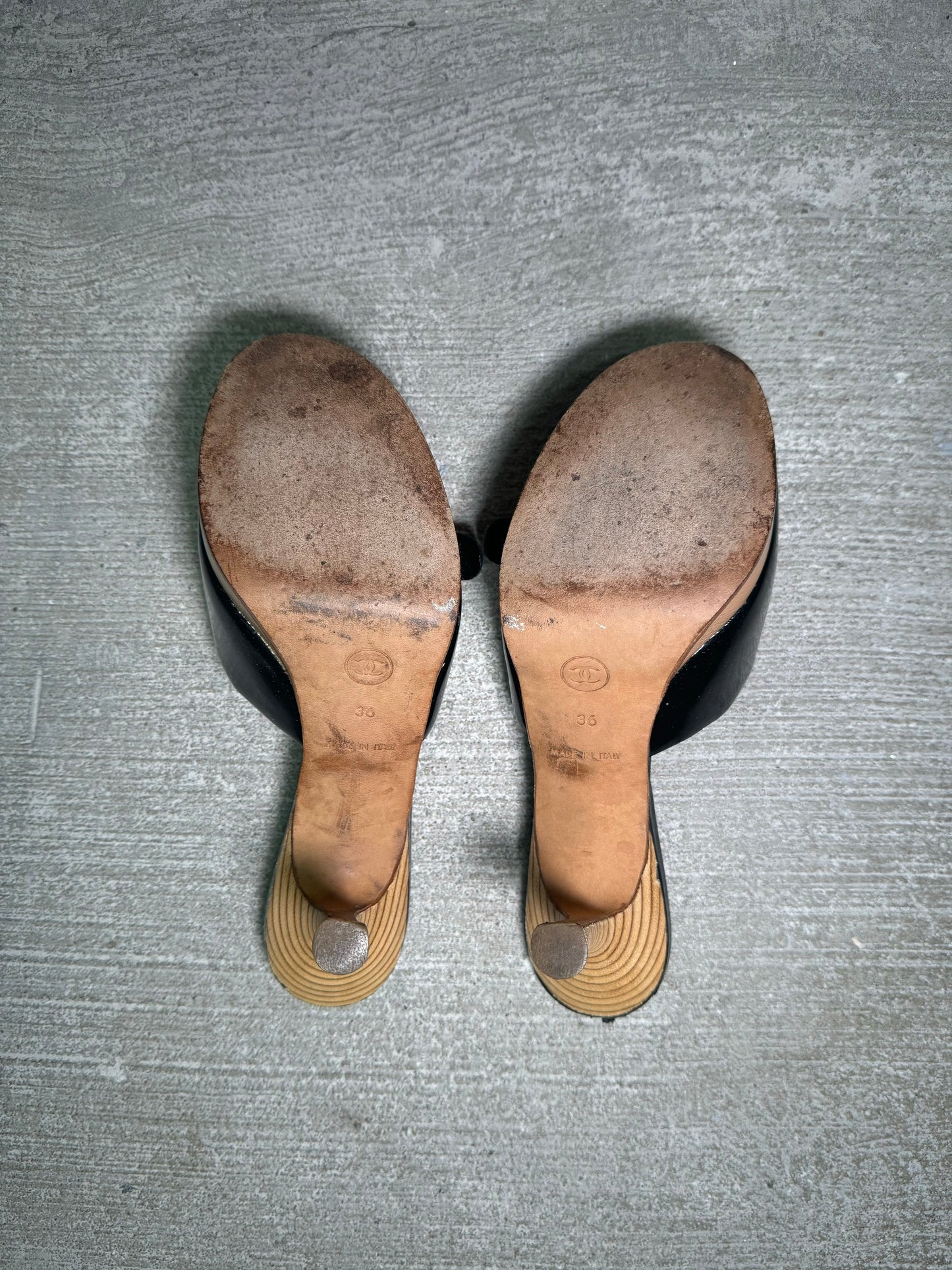 Chanel Wooden Platform Mules