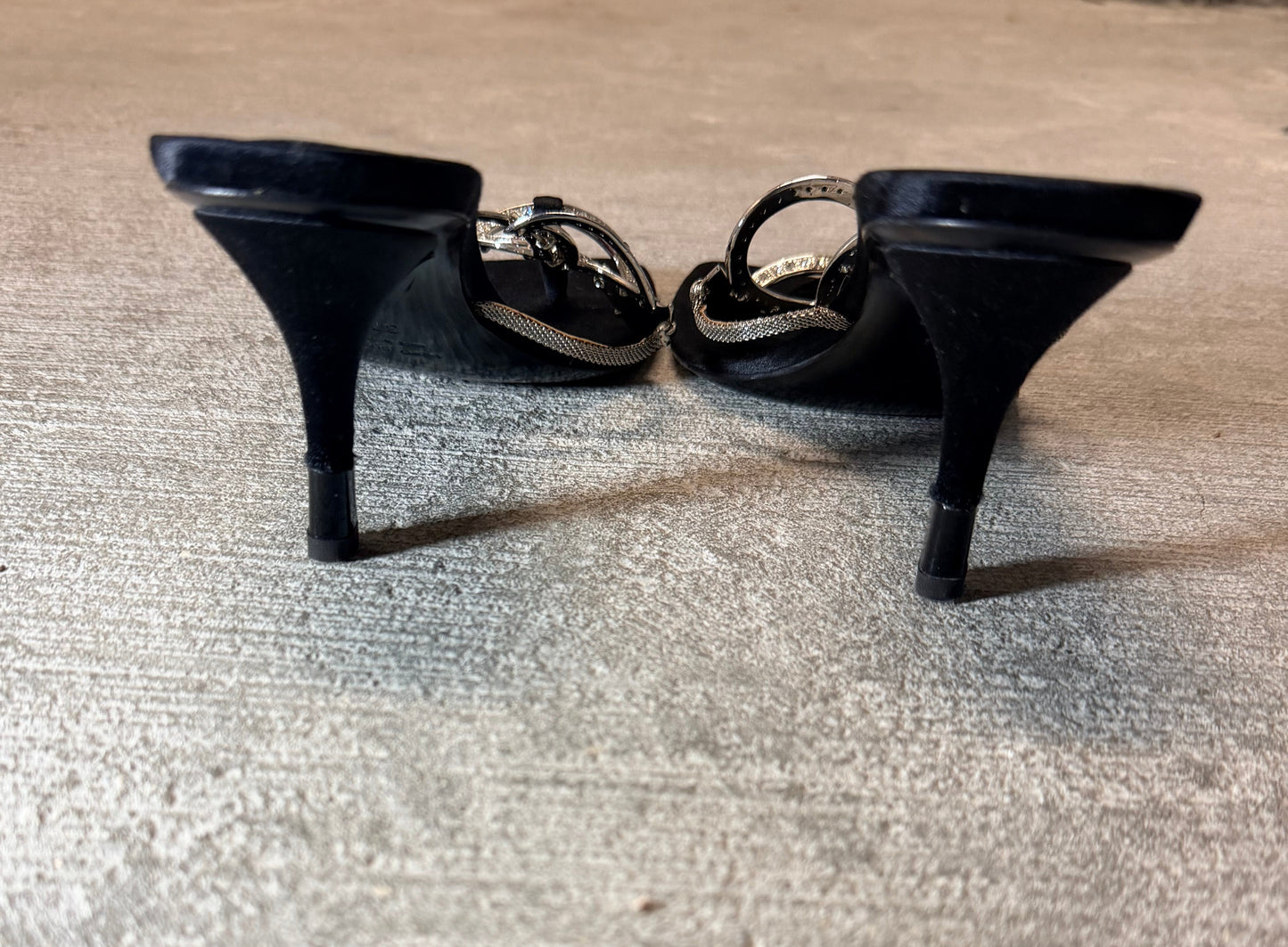 Giuseppe Zanotti Black & Silver Crystal-Embellished Heels