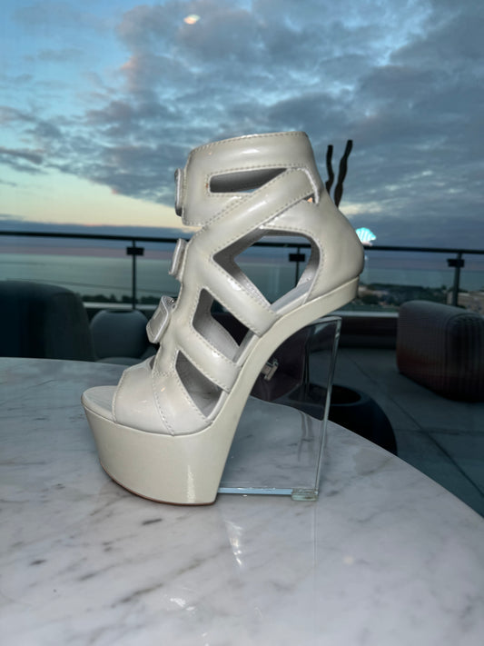 Casadei White Platform Heels