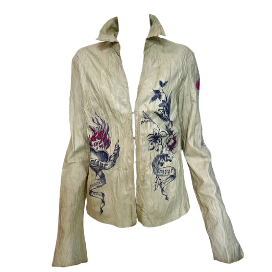 Roberto Cavalli Spring 2003 Tattoo-Printed Leather Jacket