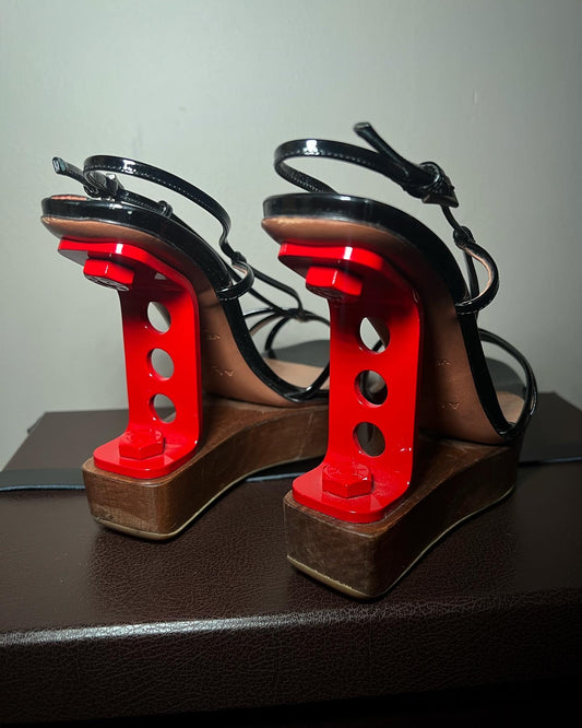 Alaïa Red Metal Strap Heels image 0