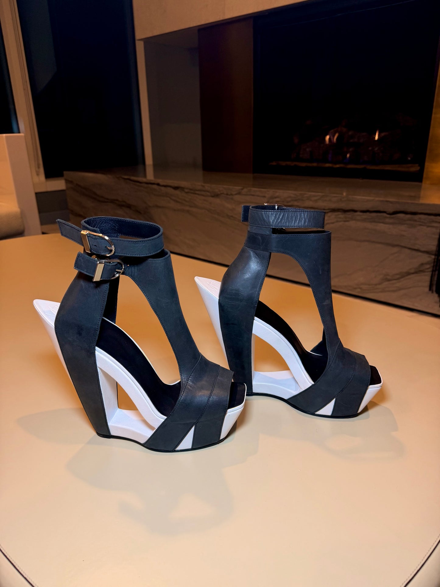 Ilja Visser Sculptural Black & White Architectural Platform Heels