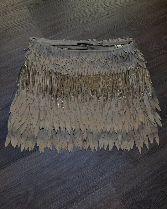 Roberto Cavalli Fringe Metallic Leather Skirt image 0