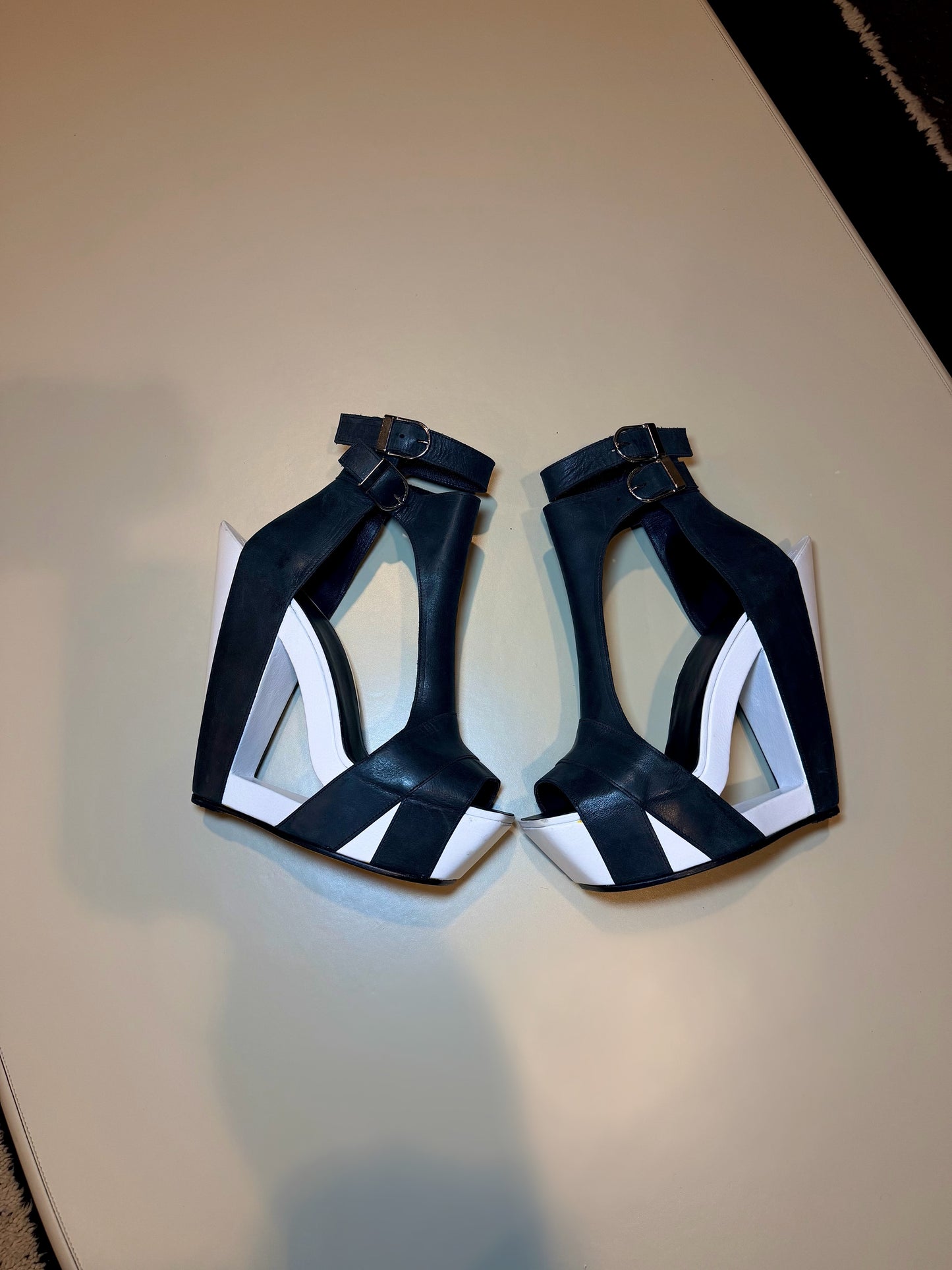 Ilja Visser Sculptural Black & White Architectural Platform Heels
