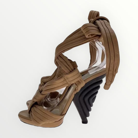 Loewe Tan Knotted Leather Heels