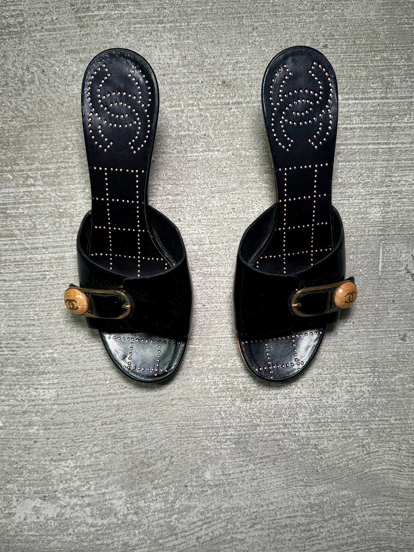 Chanel Wooden Platform Mules