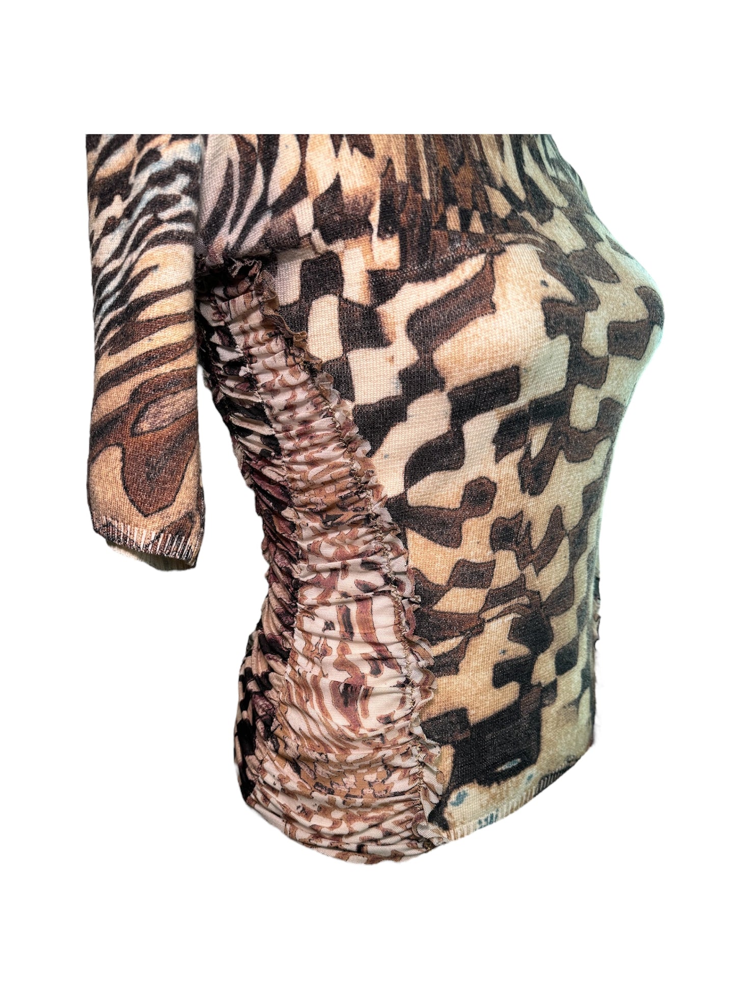 Roberto Cavalli Printed Stretch Mesh Top