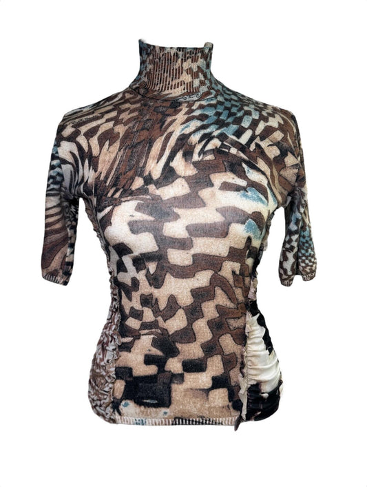 Roberto Cavalli Printed Stretch Mesh Top