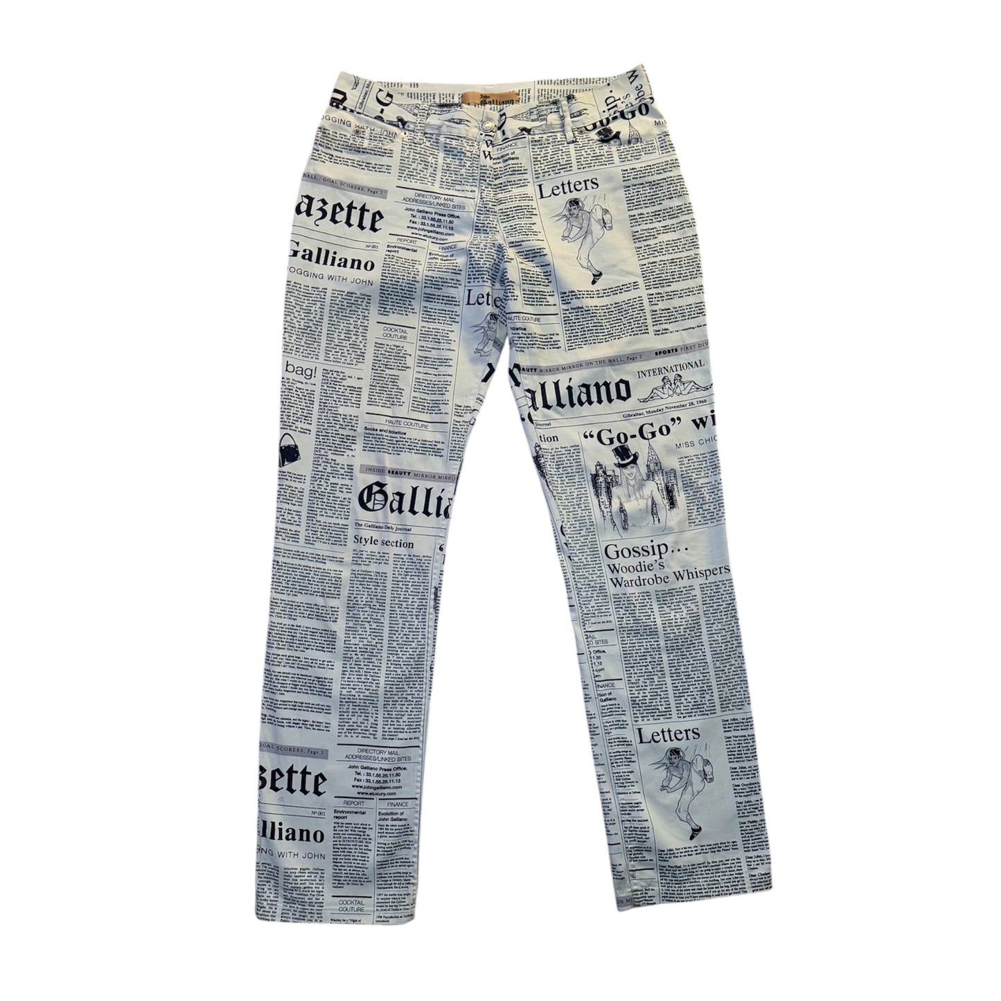 John Galliano Newspaper Gazette pants
